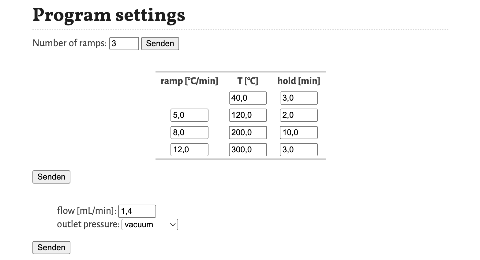 Program settings